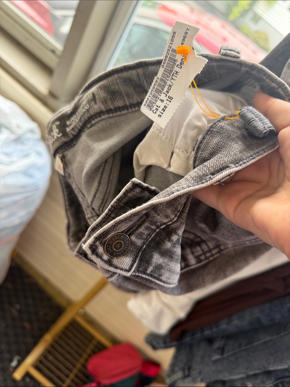 Cat & Jack Men's Grey Slim Straight Jeans - Picture 2 of 3
